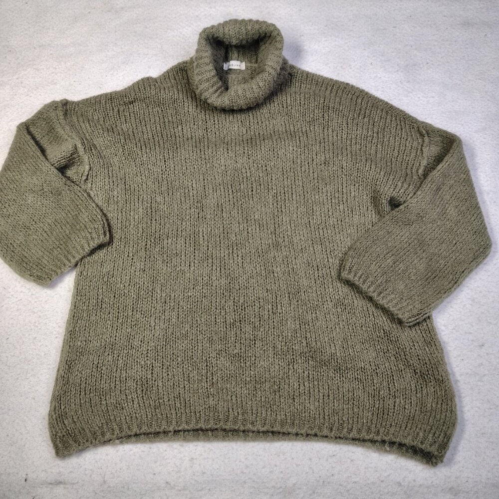 Noeline Mohair Sweater Olive Green Crochet Ribbed Knit‎ Wool Blend Italy